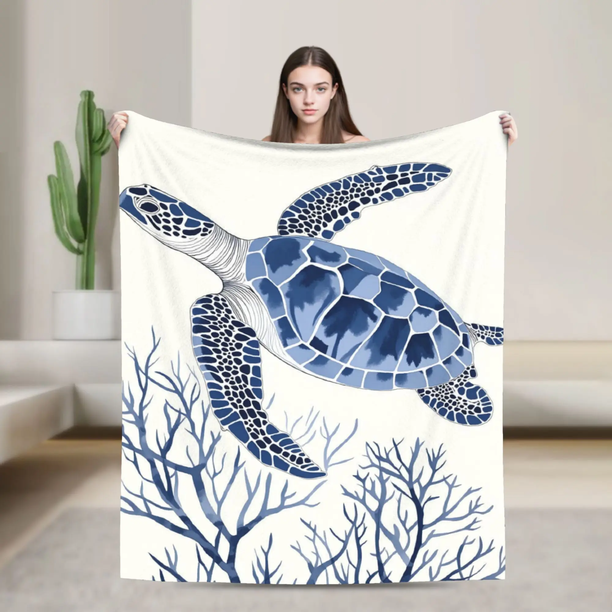 Sea Turtle Flannel Blanket Adults Girls  Soft Throw Blanket Winter Couch Chair Bedspread Sofa Bed Cover