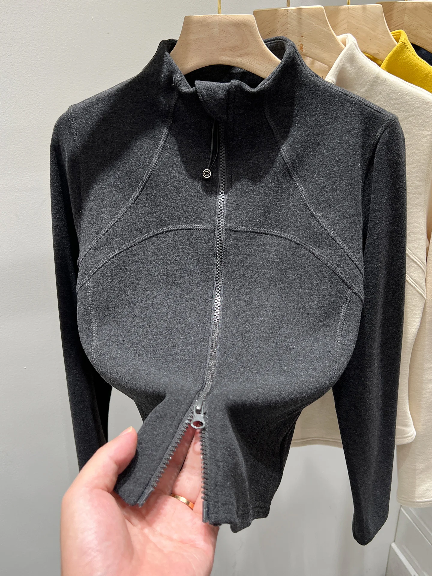 

Ретро-американский удлиненный топ с двойной молнией, воротником-стойкой, облегающий, женский, осенне-зимний, теплый базовый слой