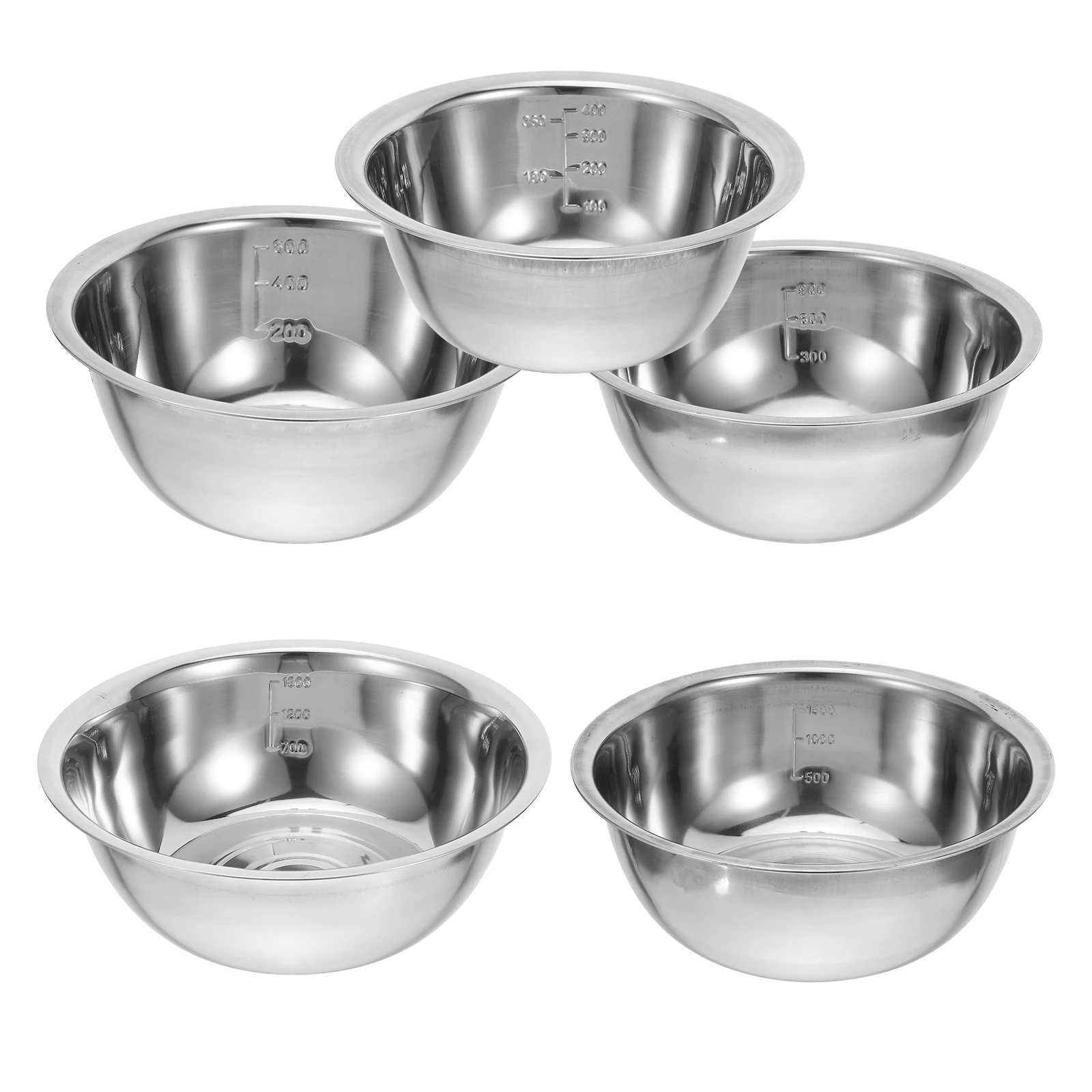 

5pcs Set Mixing Serving Salad Soup Baking Kitchen Home Cooking Nesting Design Dishwasher Safe Measurement Marks Thick