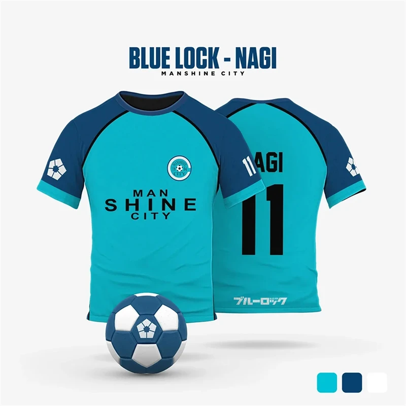 Blue Lock Manshine City Animation Cosplay Men's Summer Short-Sleeved T-Shirt with Custom Name and Number 2026 Women's T-Shirt