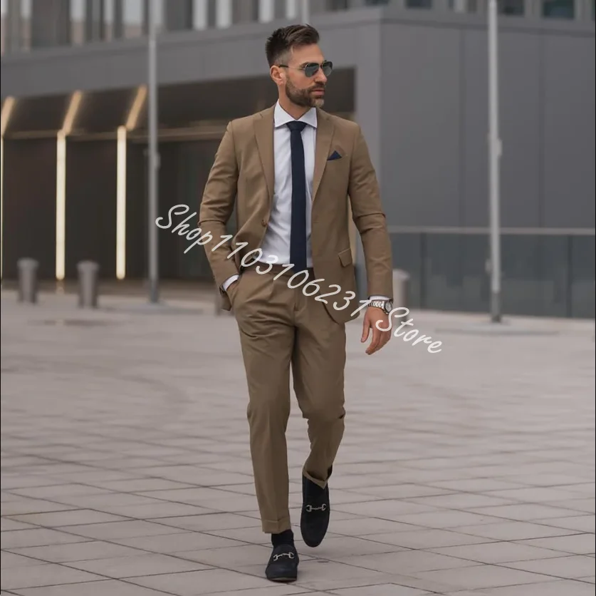 Men's Suits Blazer Trousers Male Slim Gentleman Customized Two Piece Groom Tuxedos Male Wedding Costume Homme Blazer Pants