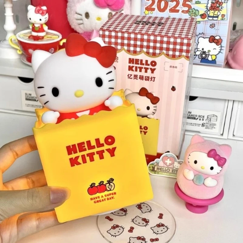 만화 헬로 키티 빛나는 애니메이션 그림 침실 머리맡 분위기 램프 데스크탑 모델 장식 어린이 생일 선물 장난감