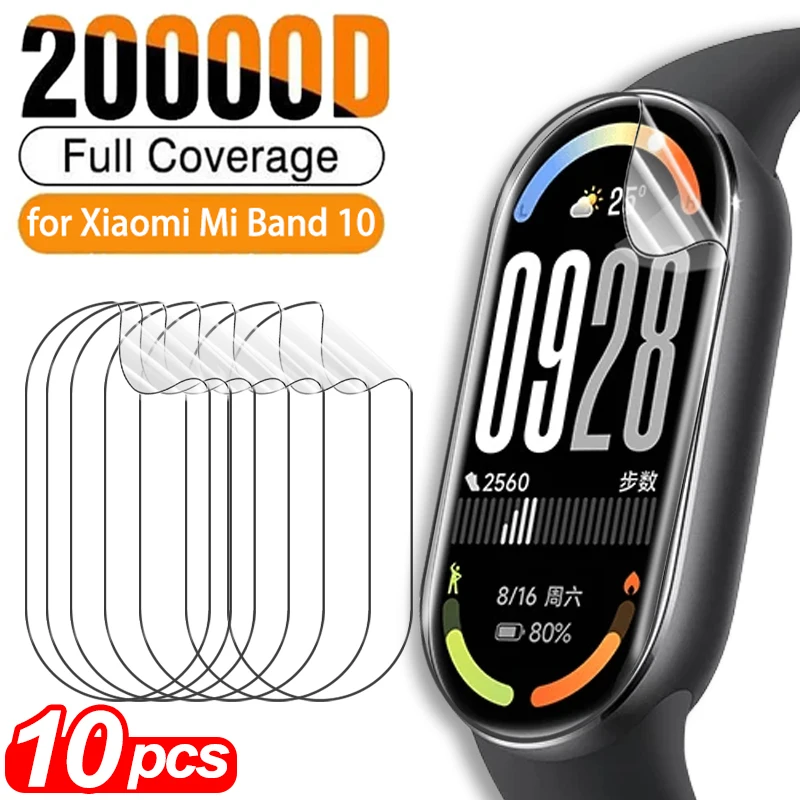 

5/10 шт. гидрогелевая пленка для экрана для Xiaomi Mi Band 10 Band9, мягкая защита от царапин, HD, ТПУ, прозрачная пленка для Miband 10 Miband9, смарт-браслет