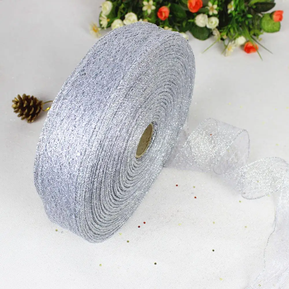 Solid Color Christmas Ribbon Christmas Gift Packing Ribbon Sparkling Christmas Ribbon Rolls for Diy Gift Wrapping for Xmas