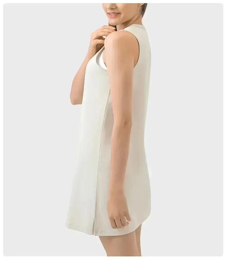 

Lemon Tennis Dress Women Sleeveless Sports Suit Loose Outside Running Fitness Breathable Skirt Female Golf Badminton Yoga Skirts