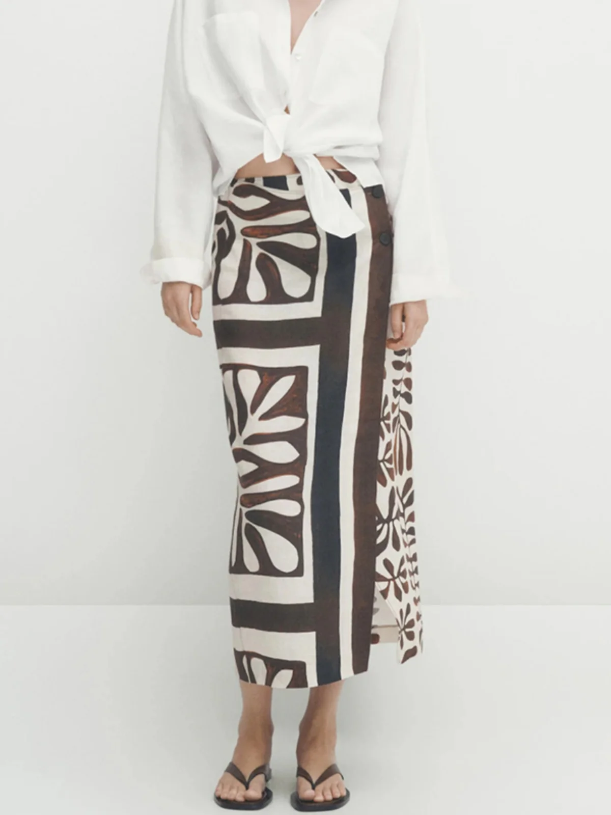 

n Print ter Ne Dr Summer New Arrival Women's Skirt Ele Wrap Sle mid Waist Design H-ape Silhouette