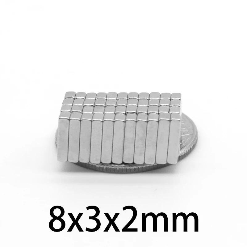 8X3x2 Small Block Magnets 8*3*2 For Home Refrigerators, Offices DIY 8mm X 3mm X 2mm  Strong Powerful Magnet 8x3x2mm