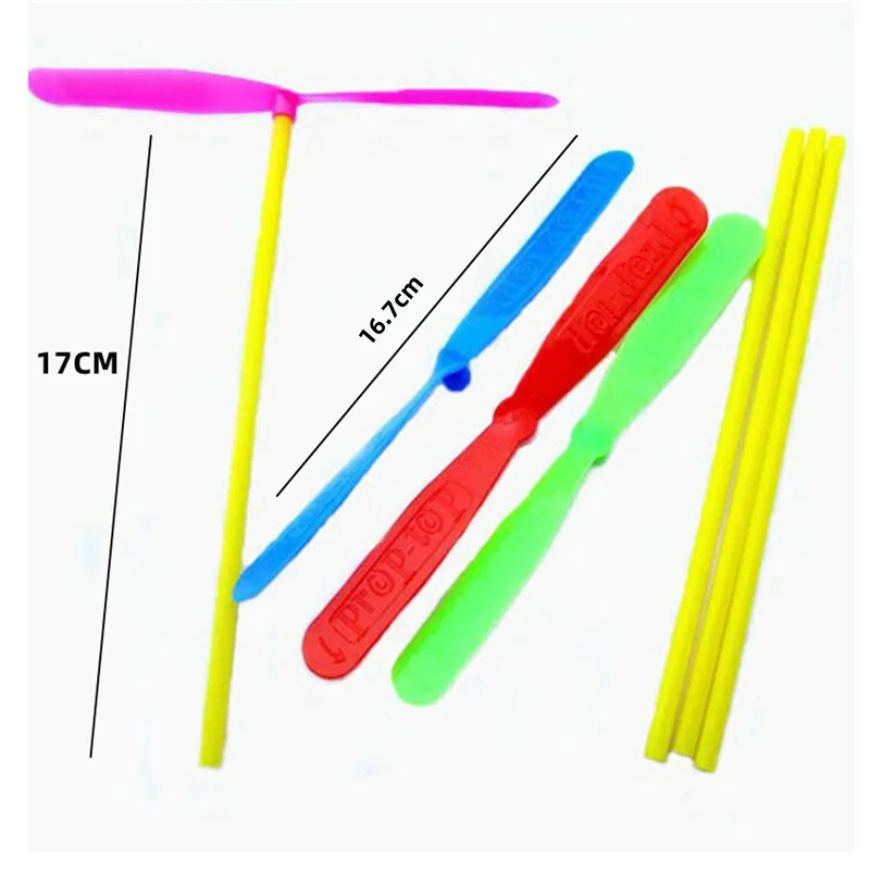 98pcs Interesting Plastic Bamboo Dragonfly Propeller kids Outdoor Toys Parent child interactive toys Rotating Flying Arrow toys