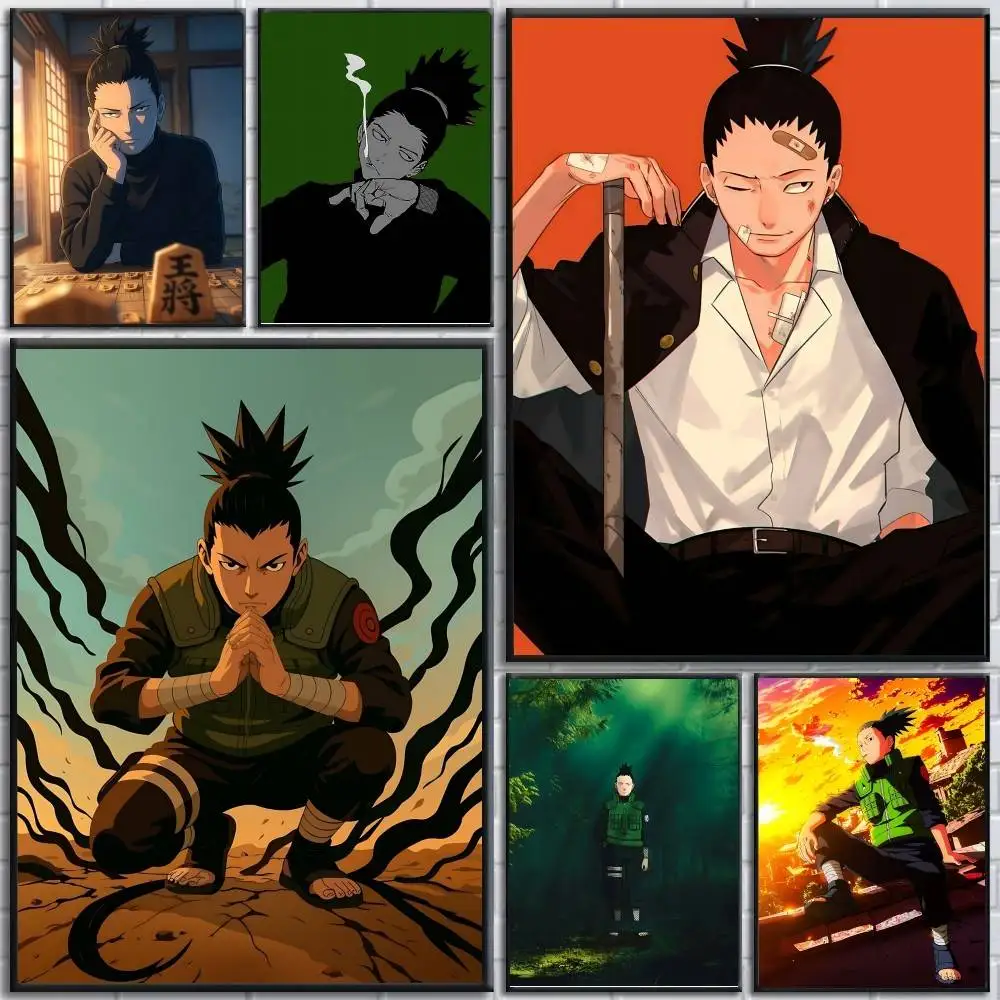 Anime Character N-Nara S-Shikamaru posters Self-adhesive Paper Print Home Living Room Bedroom Entrance Bar Cafe Art