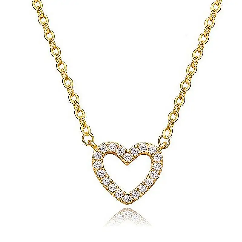 Huitan Bezaubernde herzförmige Damen-Anhänger-Halskette voller glänzender CZ-Steine, trendiges Party- und Hochzeitszubehör, süßer Schmuck zum Jahrestag