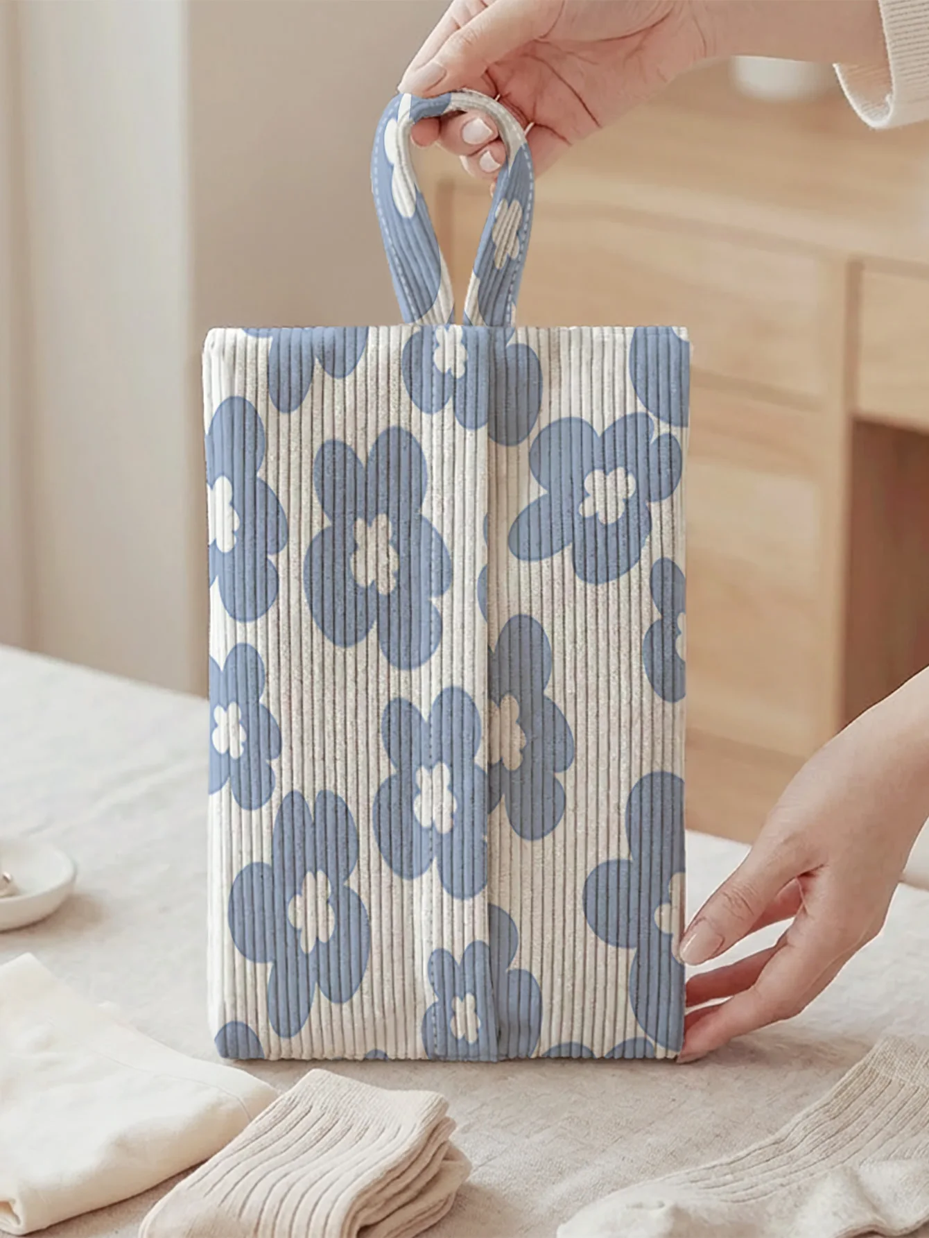 Print Handheld Storage Bag Portable Travel Cosmetic Organizer Pouch For Underwear Toiletries Daily Use