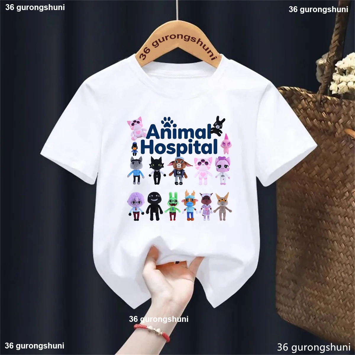 Animal Hospital Graphic Printed T Shirt Girls/Boys Cool Kids Clothes White/Black/Pink/Blue/Red/Grey/Yellow T-Shirt