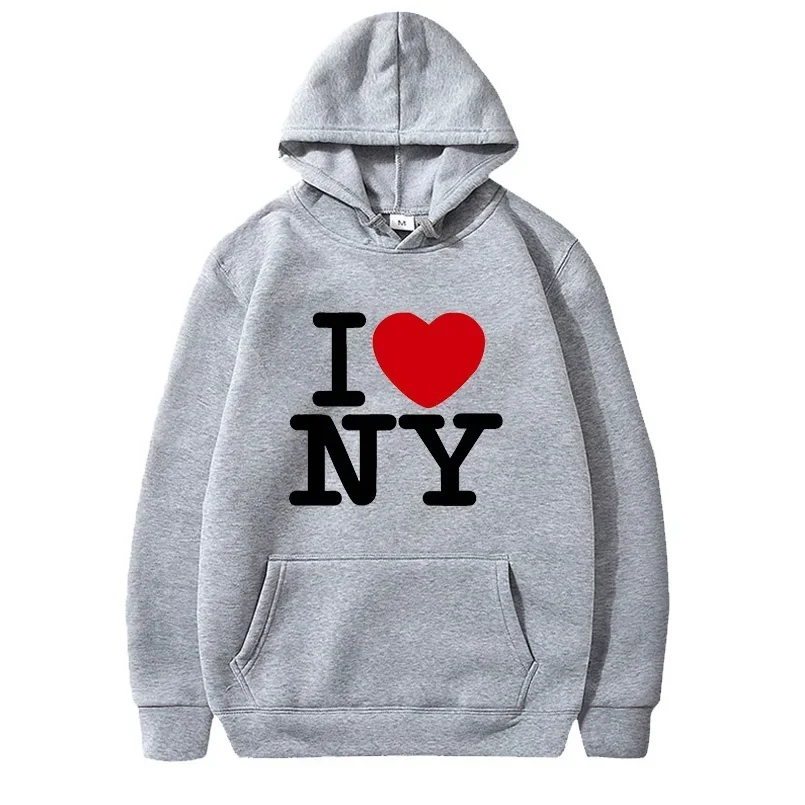 Sudadera con capucha holgada para hombre y mujer, ropa de calle con estampado I Love NY, Jersey informal a la moda