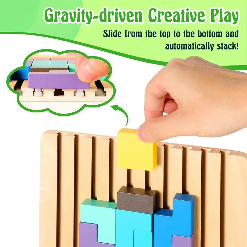 나무 쌓기 퍼즐 장난감, 몬테소리 두뇌 블록 장난감 3D 두뇌 티저 퍼즐 유아용 3-8세 교육용 논리 게임