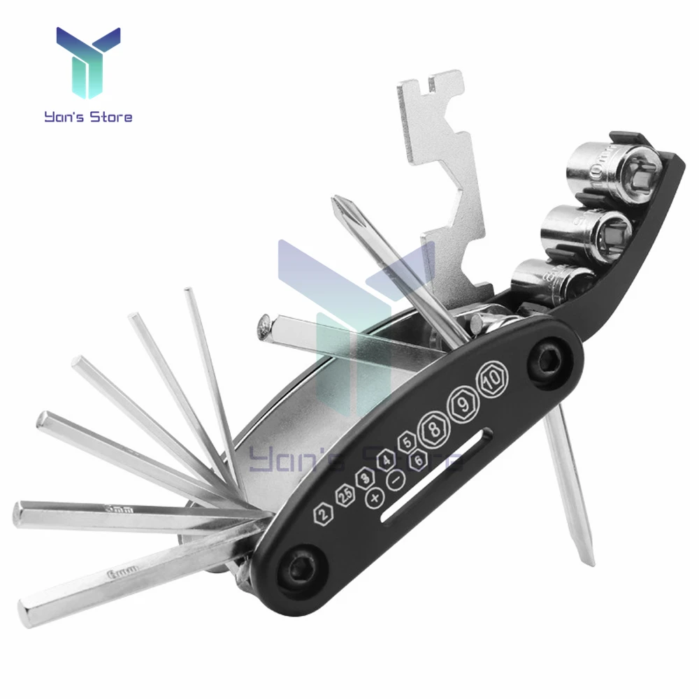 16 in 1 Multifunctional Folding Wrench For Bike Bicycle Repair Bike Tools Kit Hex Wrench Nut Tire repair Hex Screwdriver Socket