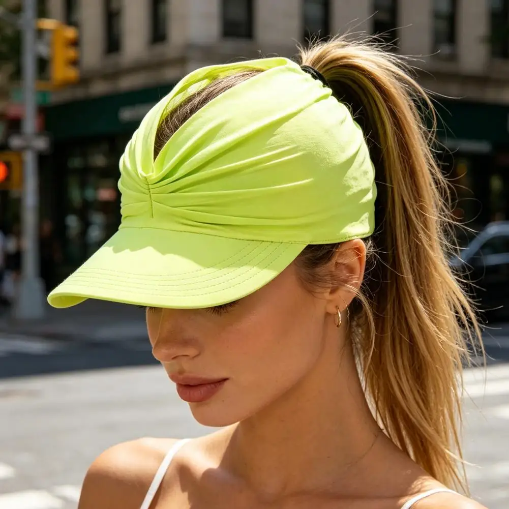 Ponytail Hat Women’s Sport Sun Visor Hat with Upf 50 Uv Protection Sweat-wicking Fabric Open-top Design Wide Brim