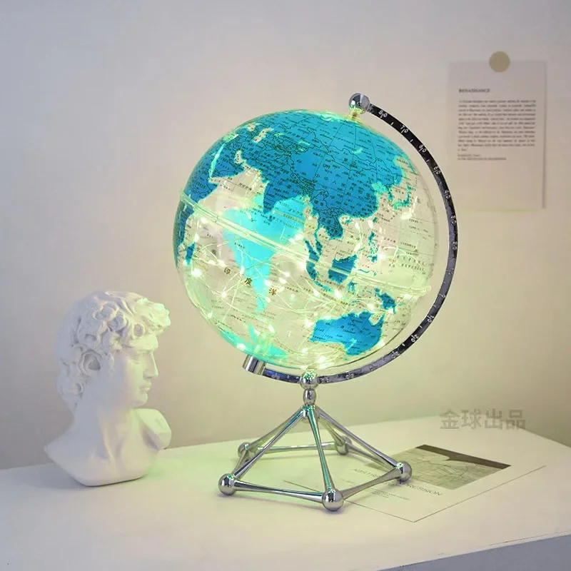 2024 Children\'s Day Gift Golden Ball Earth Transparent High-definition Globe 20cm Large Student Teaching Globe Gift Ornaments