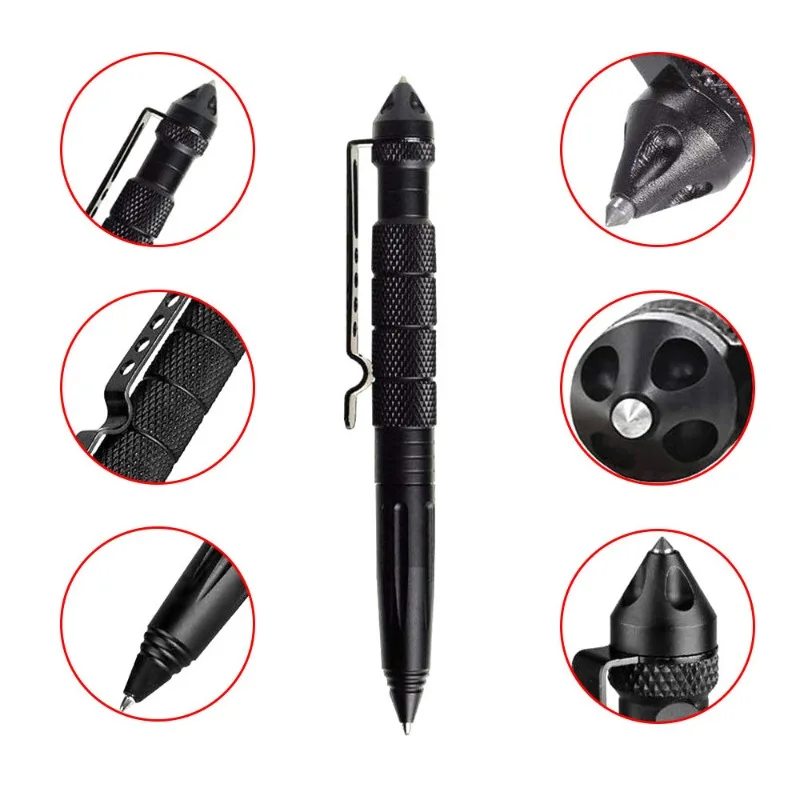 High Quality Metal Military Tactical Pen School Student Office Ballpoint Pens Emergency Glass Breaker Self Defense EDC Supplies