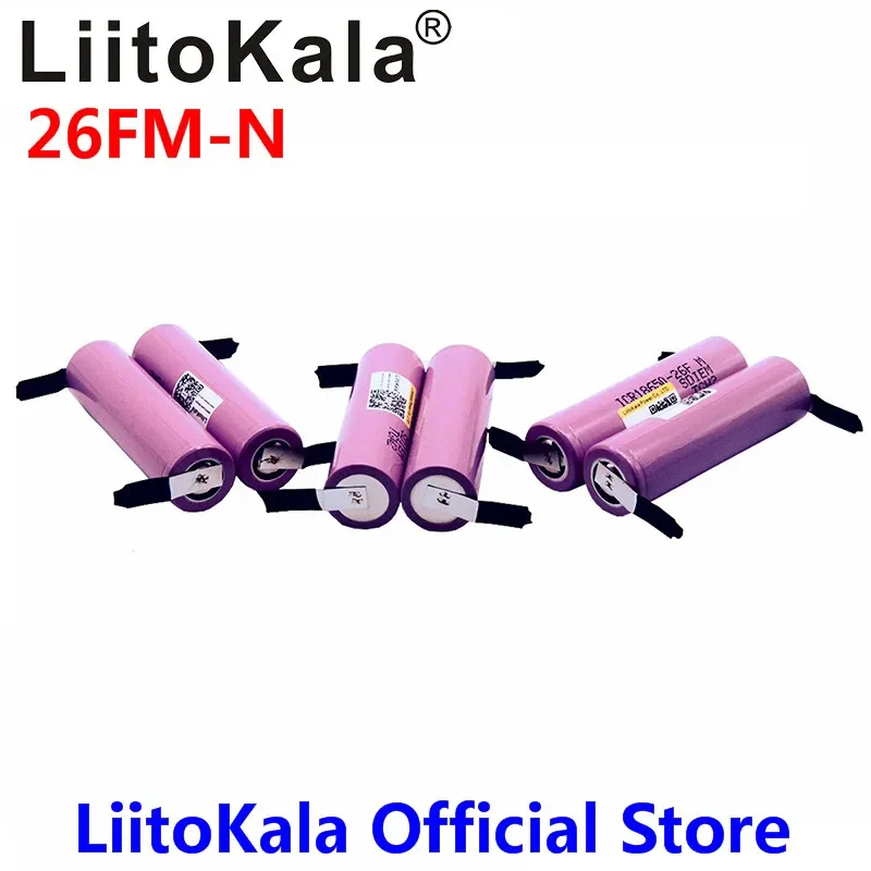 LiitoKala 18650 2600mAh Lithium Ion Rechargeable Battery ICR18650-26FM 20A Discharge Li-ion Battery 15A Cell + DIY Nickel