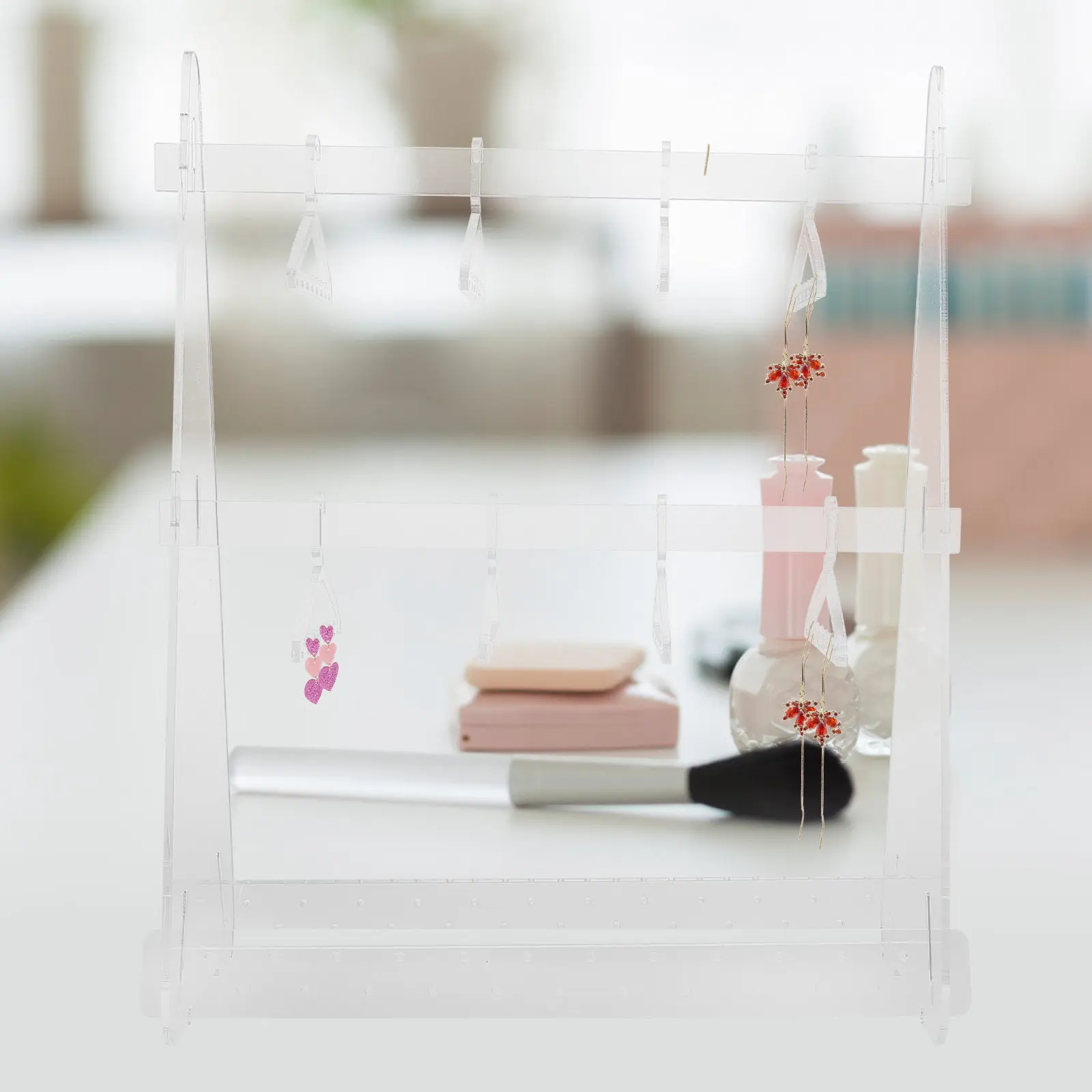 1Set Acrylic Jewelry Rack Clear Desktop Earring Holder Organizer Necklace Display Stand Jewelry Storage Display Rack