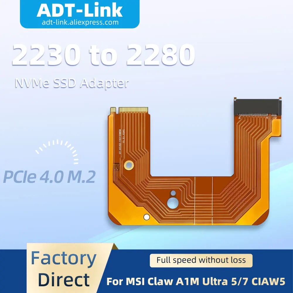 2230 to 2280 NVMe SSD Adapter For MSI Claw A1M Ultra 5/7 CIAW5  PCIe 4.0 M.2 Extension Card Gaming Handheld Upgrade