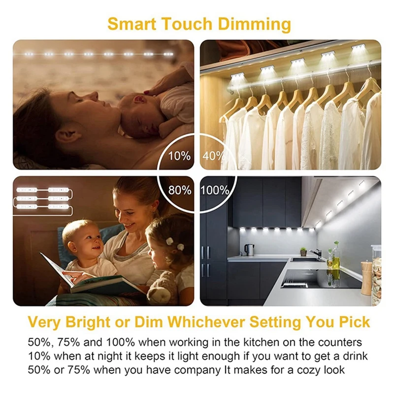 Self-Adhesive LED Cabinet Lights Wardrobe Lights Touch-Sensitive Atmosphere Lights LED Vanity Lights For Mirror