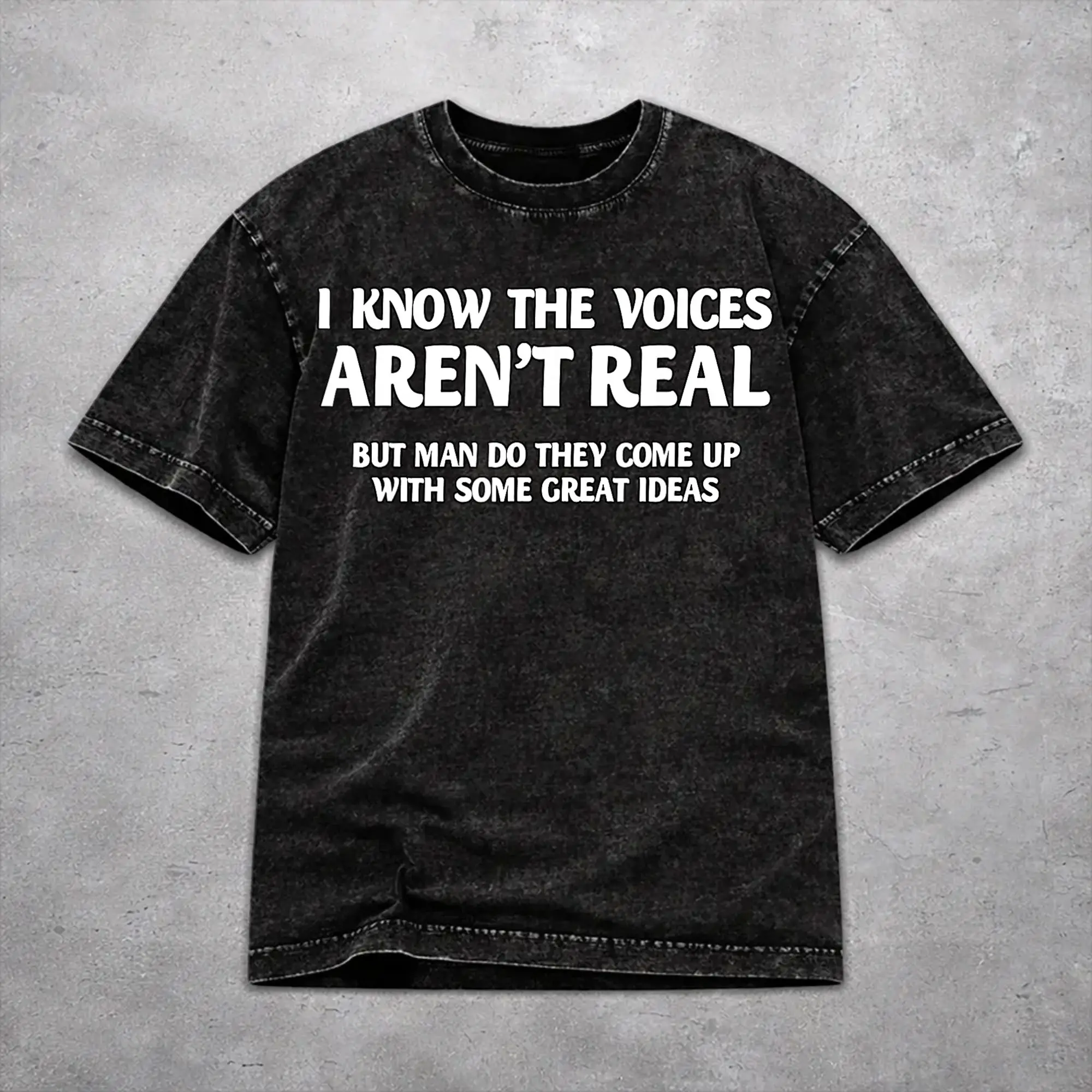 Fashion Women Men I KNOW THE VOICES AREN'T REAL Tee Shirt Cotton Washed  T Shirts Tops