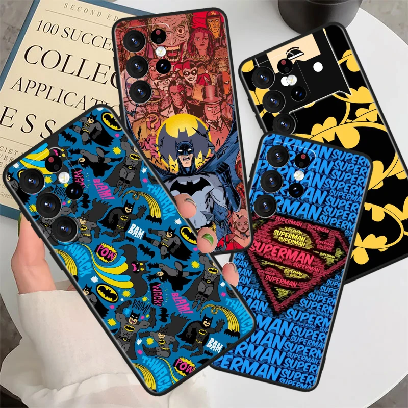 Superman Batman For Samsung Galaxy S23 S22 S21 S20 FE S10 S10e S9 S8 Ultra Plus Lite Black Soft Phone Case