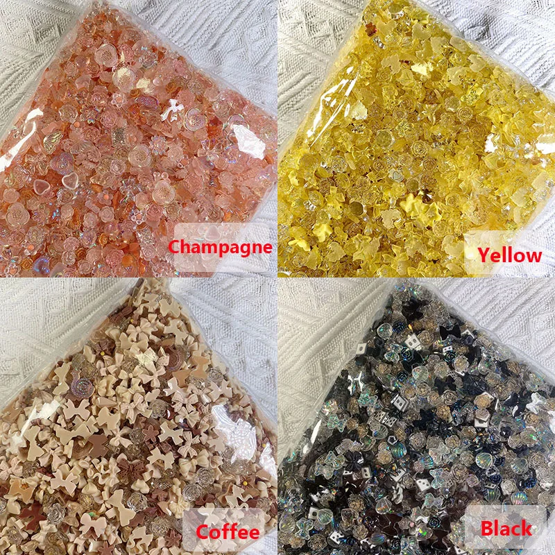 500g Bulk Nail Charms Kawaii Multi-Shapes Mixed Resin Nail Charms Cute 3D Nail DIY Slimes Crafts For Nail Art Decorations Gems