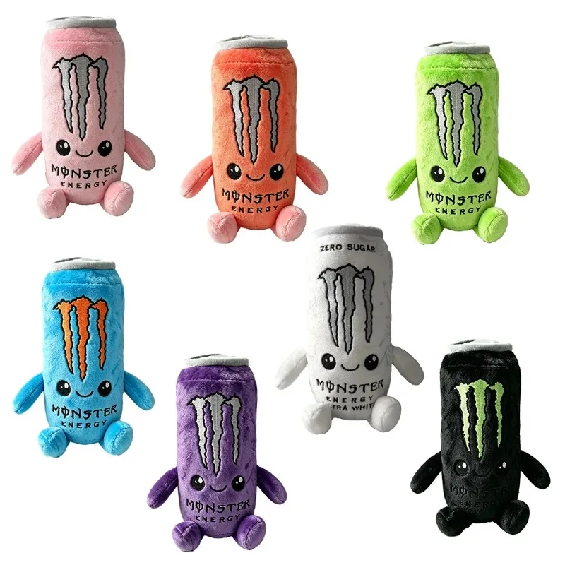 Zero Sugar White Monster Energy Drink Plush Toy Simulation Can Stuffed Ornament Doll Cute Soft Figure Decor Gift for Friend