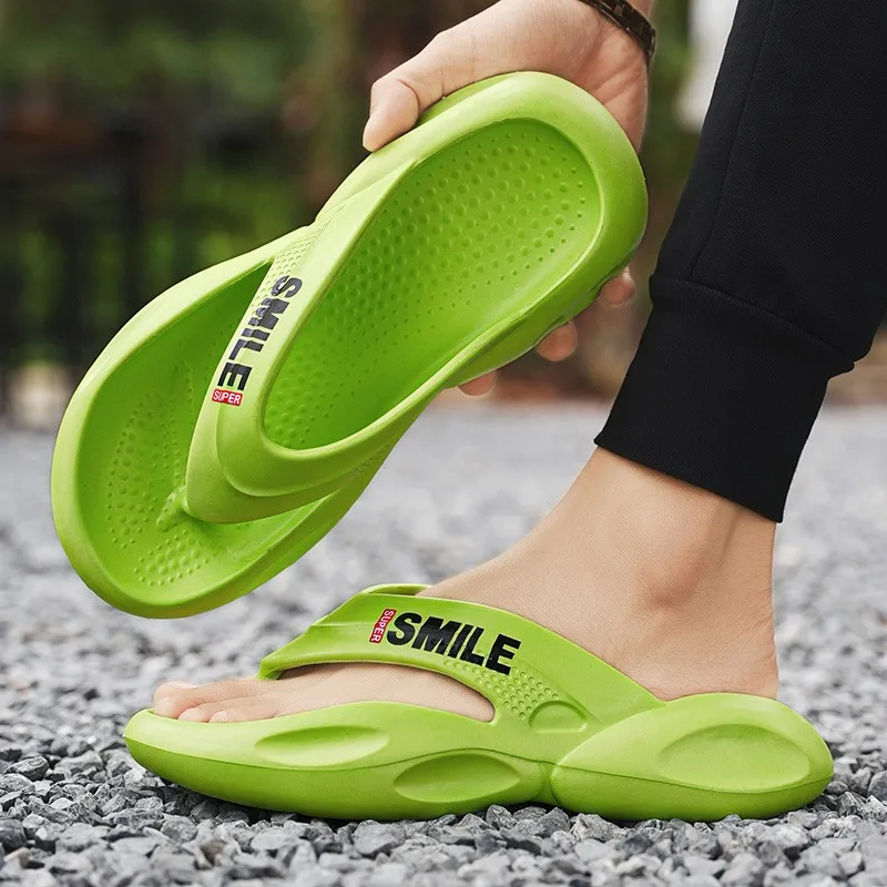 

Summer Men Flip Flops Outdoor Indoor Slippers Thick Soft Soled Men Sandals Non-slip Bathroom Shoes Men Slippers Beach Slides