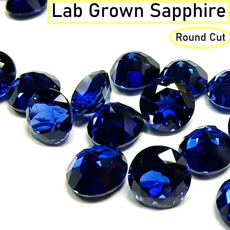 Lab Grown Sapphire Royal Blue Color Round Cut  AAA+Clarity  for Jewelry Setting&Custom Design Selectable  Certificate