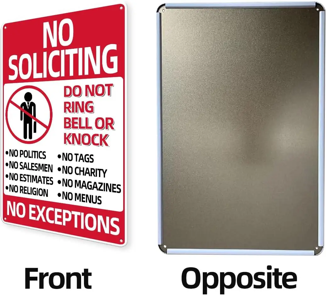 1pc No Soliciting,No Excuses, No Exceptions Do Not Ring Bell No Knock Sign for House Door Office,Home Farm, Garage 12x8inch