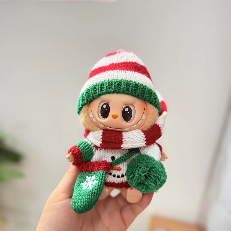 ¡Conjunto festivo de trajes navideños para llavero Labubu de 1.a/2a/3a generación! Muñeco de nieve Santa Copo de nieve Patrón de pan de jengibre Suéter con guante
