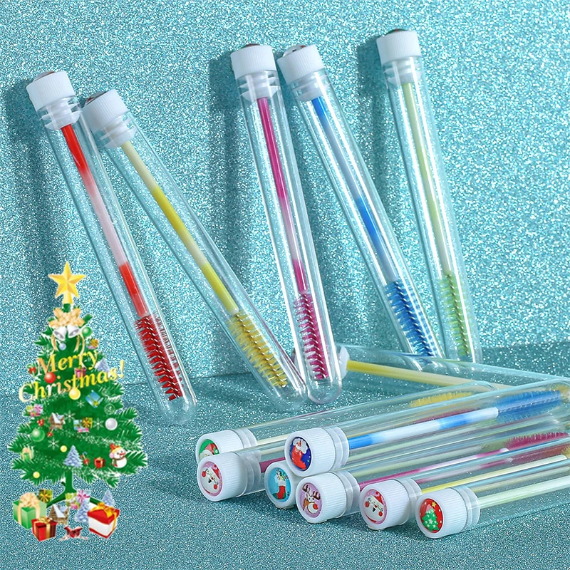 Christmas Eyelash Brush Tubes Disposable Mascara Wands Tube Reusable Eyebrow Brush Extension Tool