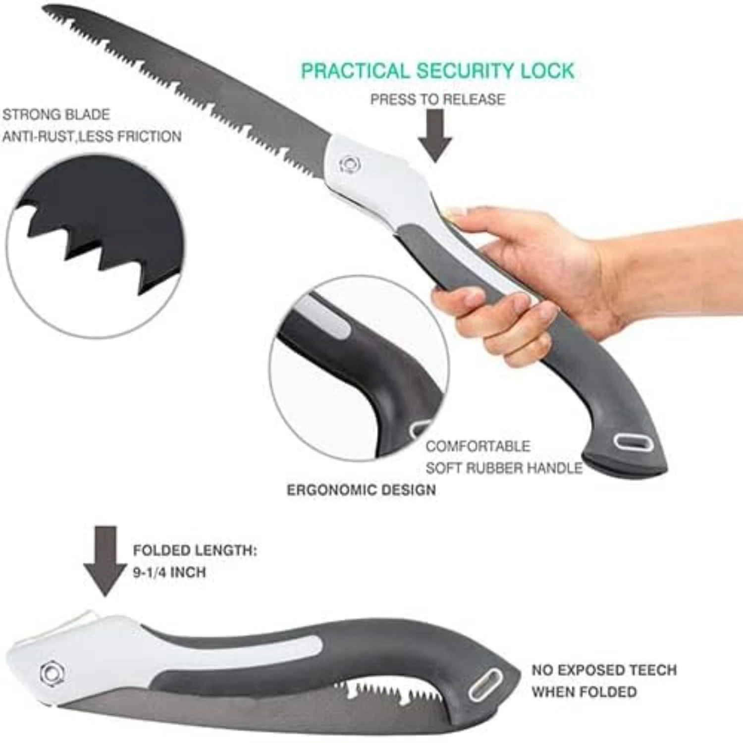 High-Performance, Versatile Folding Saw crafted from Durable Germany SK5 Carbon Steel - Perfect Rugged Design for Hunting, Campi