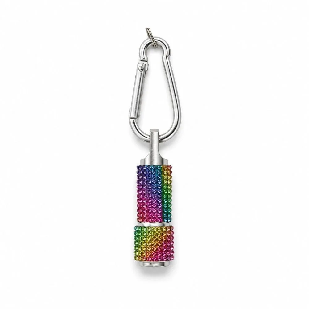 Emergency Diamond-encrusted Mini Flashlight Carabiner Clip Button Battery Mini LED Flashlight Keychain Twist Switch