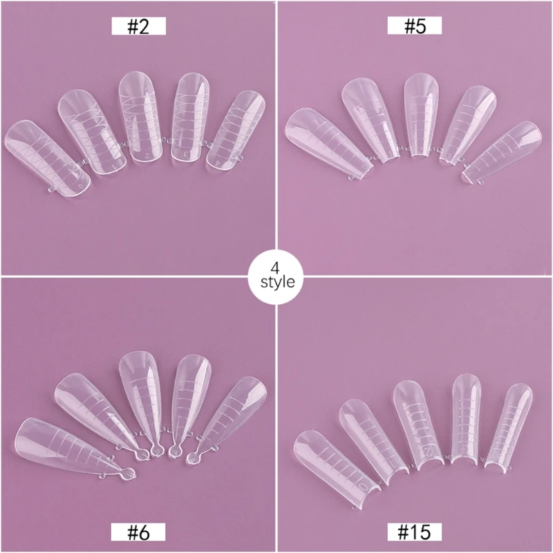 120Pcs Clear Dual Forms Full Cover False Tips for Polygel Gel-Extension Mold Acrylic Artificial Tips