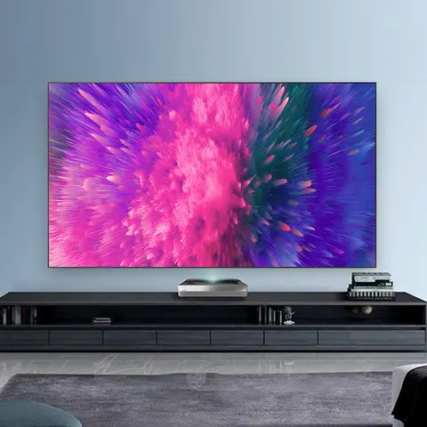 Hot 150 Inch ALR Ambient Light Rejecting UST T Prism Black Grid Projection Screen For Ultra Short Throw Laser TV Projection 4K