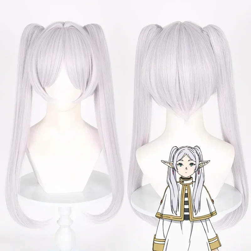 Anime Sousou No Frieren Cosplay Wig Silver White Long Wigs Frieren Beyond At The Funeral Synthetic Wigs + Wig Cap