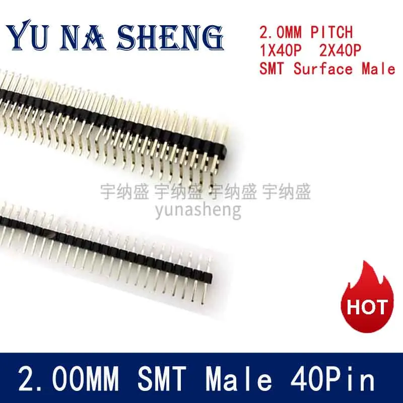 

5PCS 2.0mm 2.0 SMT Single Double Row Male 1X40p 2*40p 40P PCB Board Horizontal Pin Header Connector Pinheader Lying For Arduino