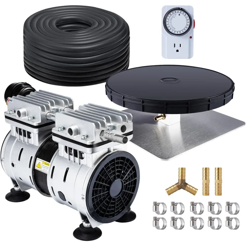 HQUA PAS10 Pond & Lake Aeration System for Up to 1 Acre, 3/4 HP Compressor + One 100' Weighted Tubing + One Diffuser