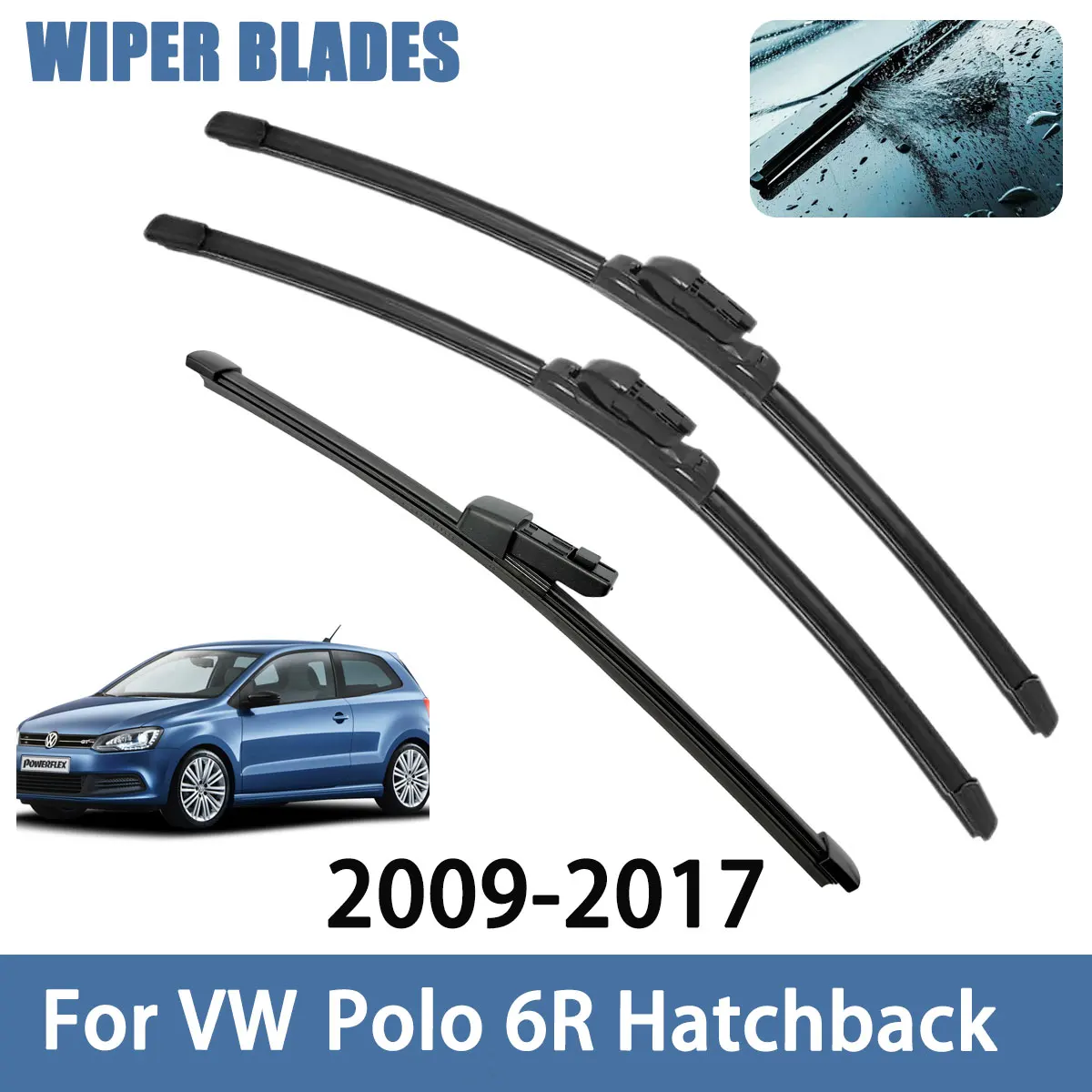 Auto-Wischerblätter für Windschutzscheibe vorne und hinten für VW Polo 6R Schrägheck 2009 - 2017 Auto-Zubehör Styling