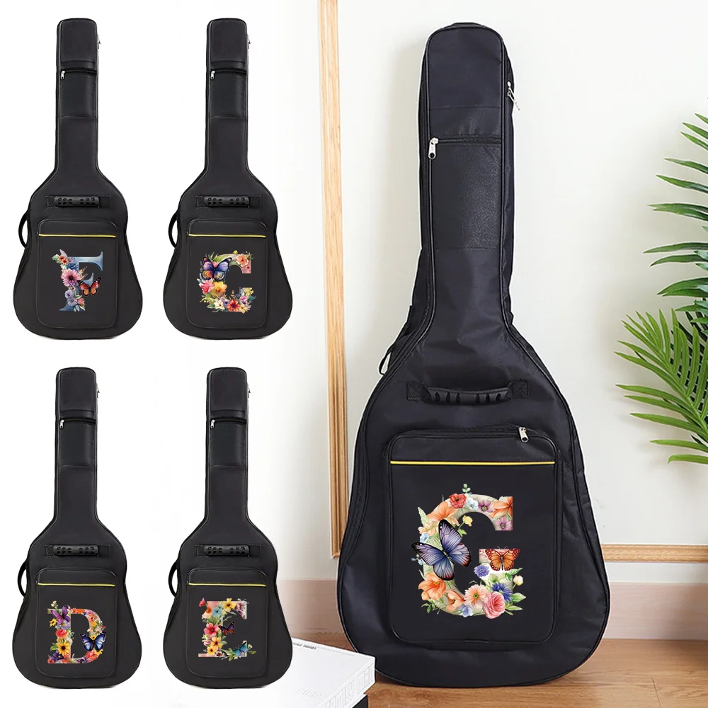 

New 36 Inch~41 Inch Nylon Double Strap Soft Cushion Guitar Bag 2025 Personalized Letter Printing Series