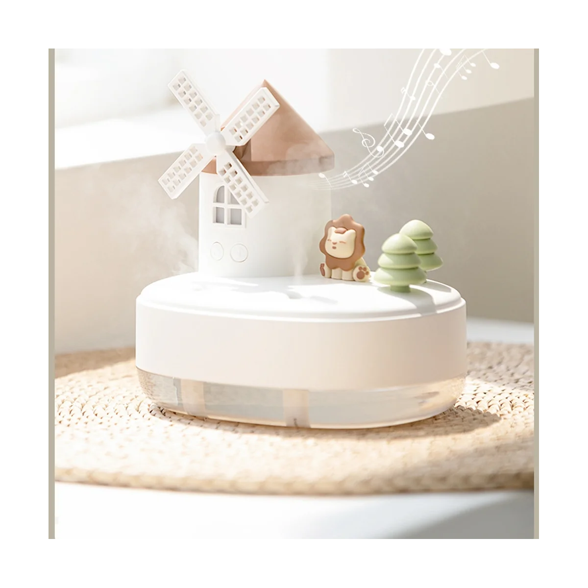 USB 더블 스프레이 깍지 무선 가습기 디퓨저, LED 조명 뮤직박스 핑크, 650ml