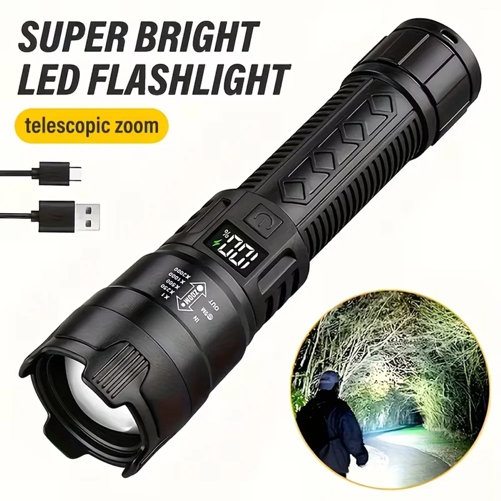 2000LM Ultra Heldere P50 LED Zaklamp Tactische EDC Noodspot Telescopische ZoomHandheld Zaklamp met 14500/18650 Batterij