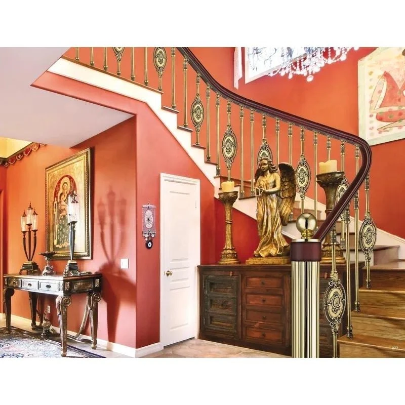 for European Design Floor to Ceiling Stair Railing Villa Decorative Cast Brass Railing Exquisite Style Five Star Quality