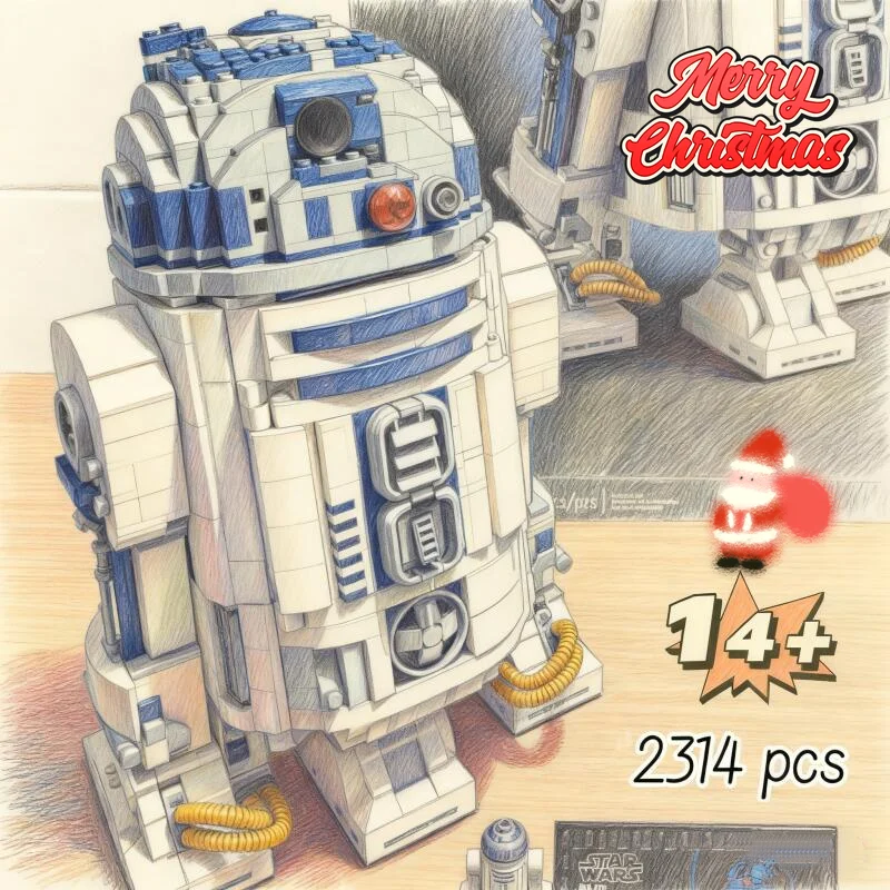 

Большая распродажа, 2314 шт., строительные блоки для космического робота, кирпичи R2, робот R2D2, фигурки, модель игрушки для мальчиков, подарки на день рождения, Рождество 75308