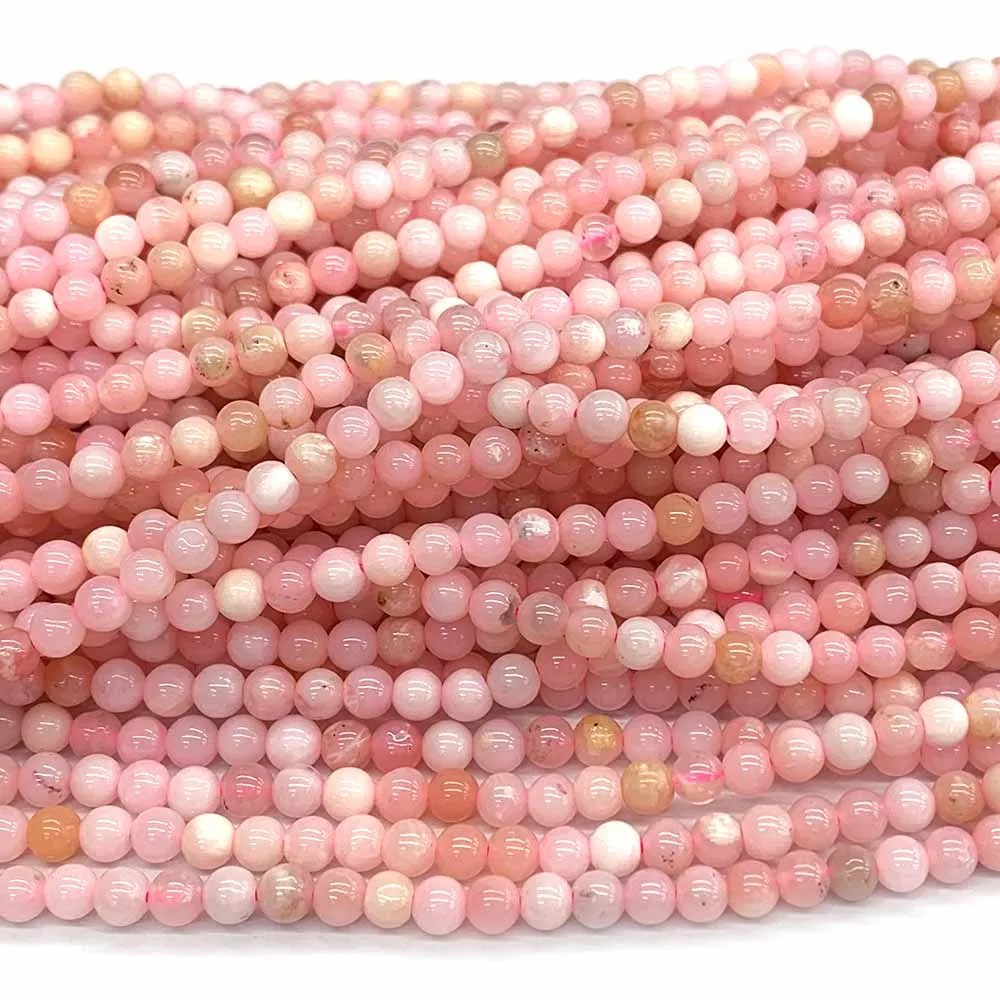Veemake Natural Pink Opal Round Beads For Jewelry Making DIY Necklace Bracelets Ring Crystal Gemstones 07846