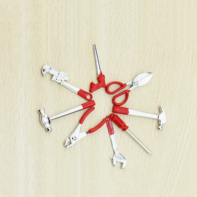 3picecs 1:12 مقياس دمية طقم أدوات مصغرة 8 قطعة مطرقة محاكاة مفتاح قابل للضبط لتقوم بها بنفسك الحرف المشهد الدعائم